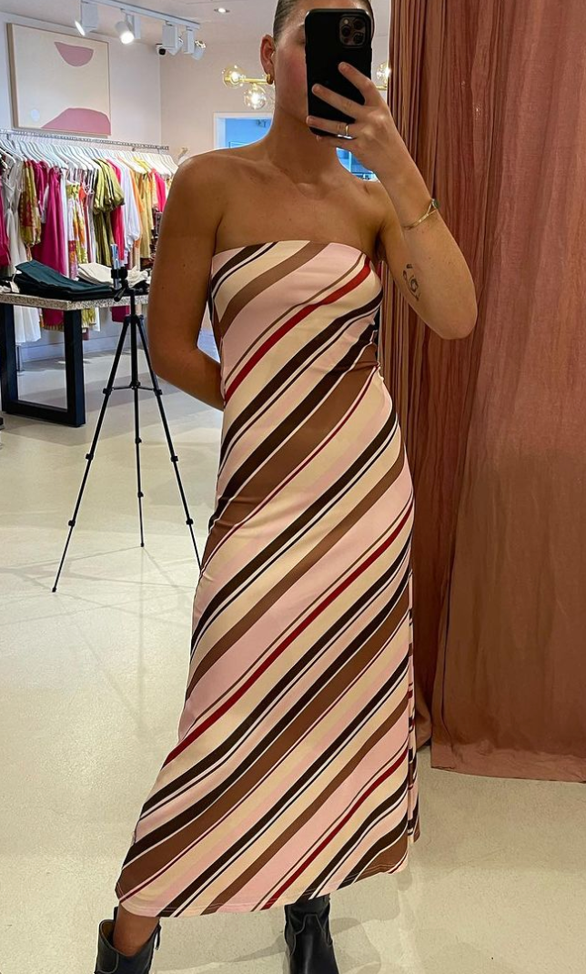 Ownley Deja Vu Strapless Dress Candy Stripe Sz 8