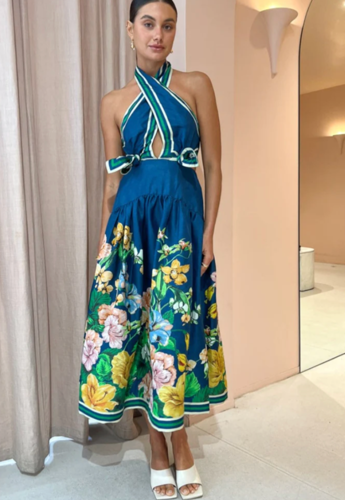 EX RENTAL Alemais Lyla Halter Dress Sz 8
