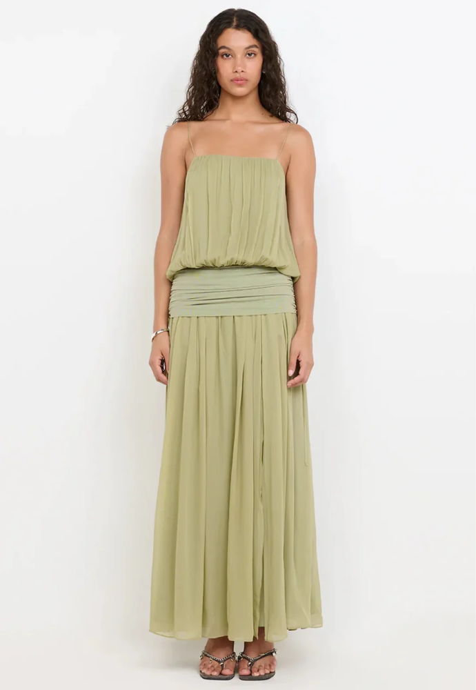 Camille Blouson Dress Pistachio Green Sz 12 – Dress Rental NZ