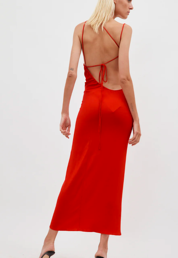 Christopher Esber Cowl Drape Rubrum Red Dress Sz 10