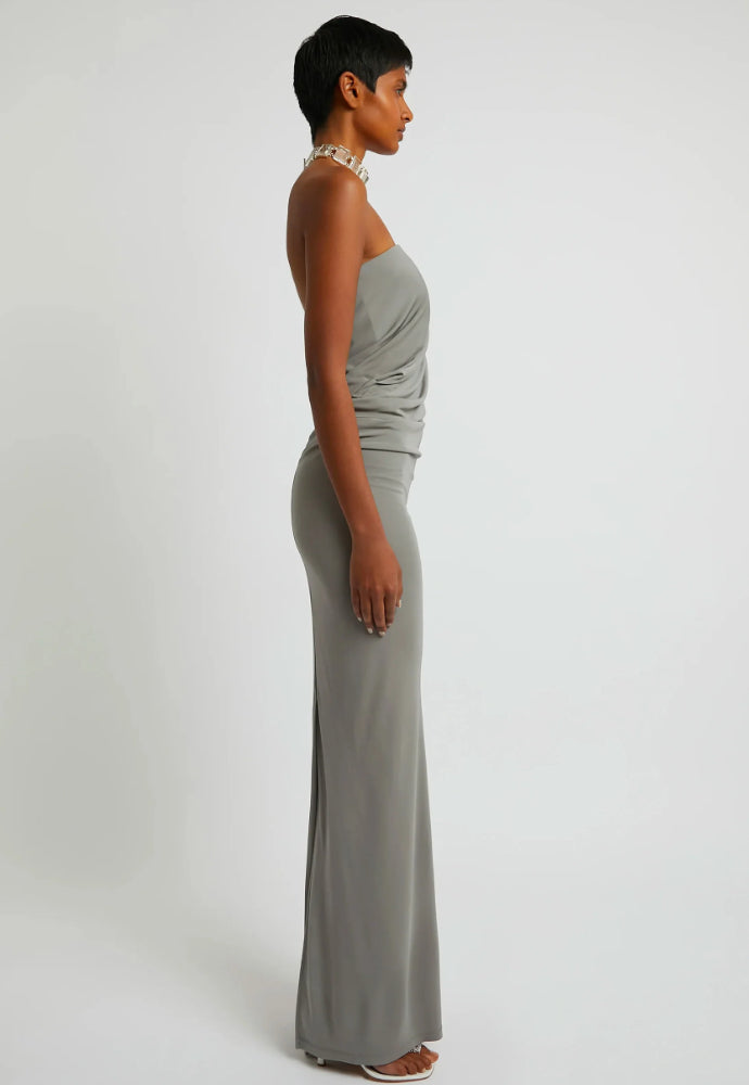 Christopher Esber Strapless Ruched Dress Grey Sz 10