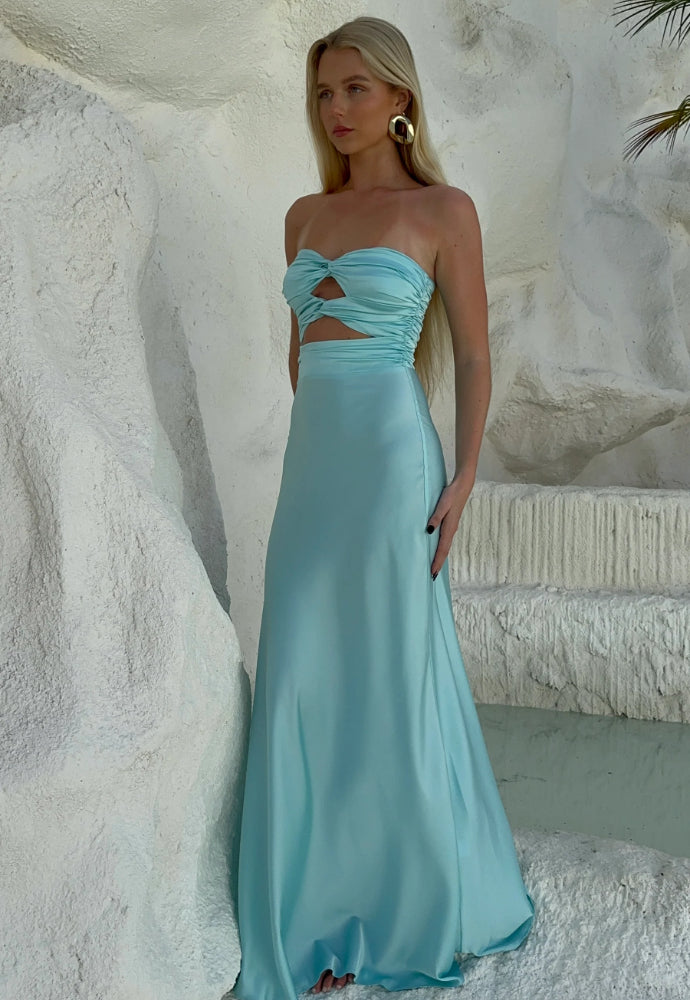 EX RENTAL HNTR The Label Inka Gown Aqua Sz XS