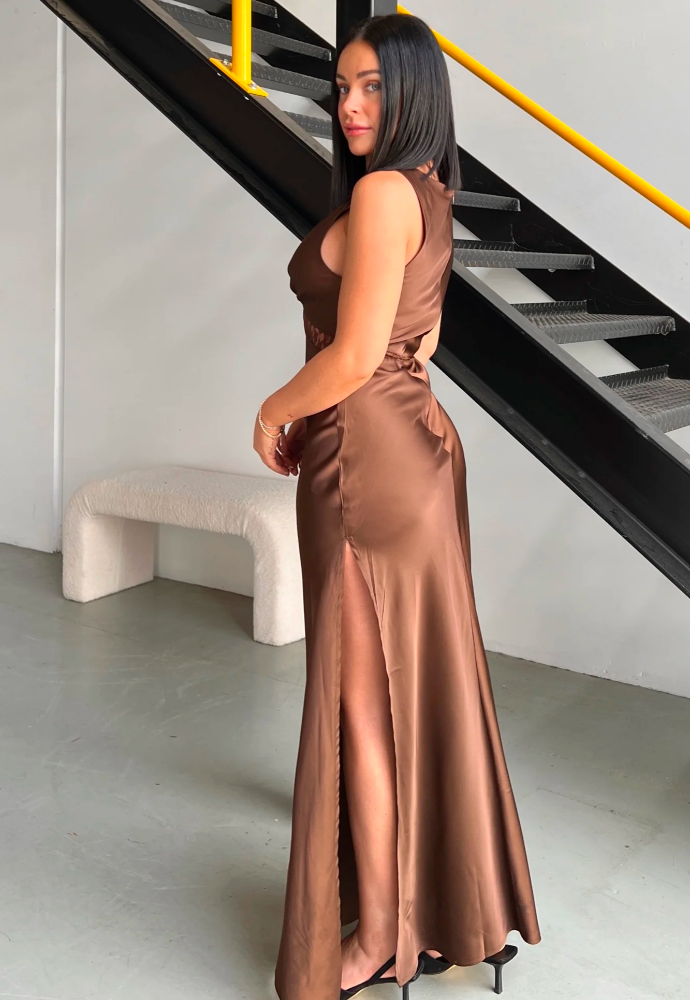 Lioness Dakota Dress Brown Sz S