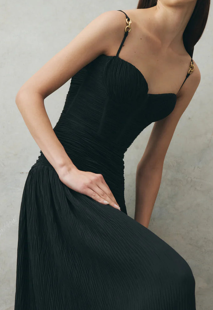 Manning Cartell Double Time Pleated Dress Sz 6 Black