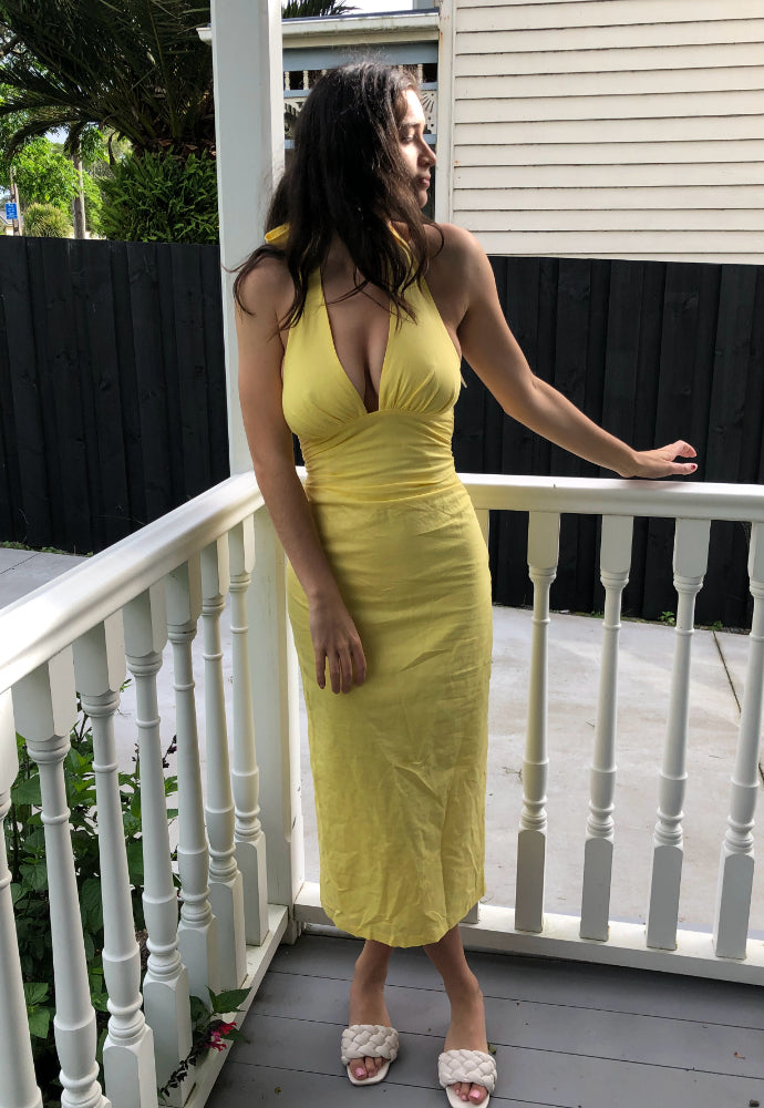 Ownley Kara Dress Yellow Sz 8