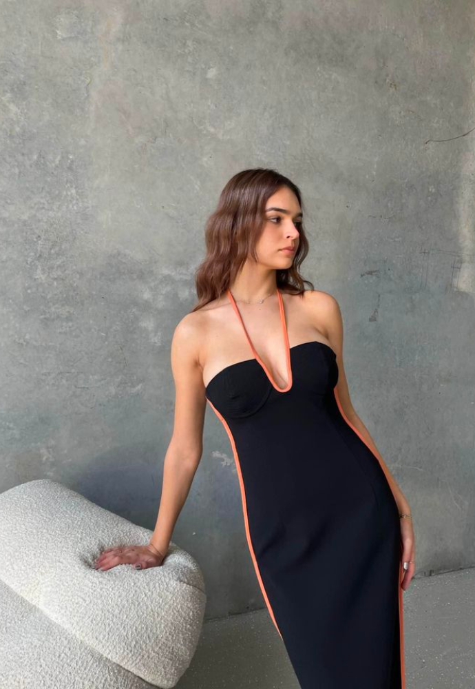 Paris Georgia Nassia Dress Black Coral Sz 8 Dress Rental NZ