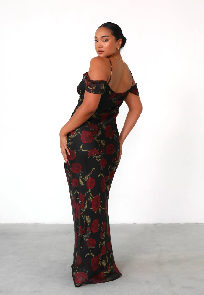 Lily Maxi Dress (Black Floral) Sz 8