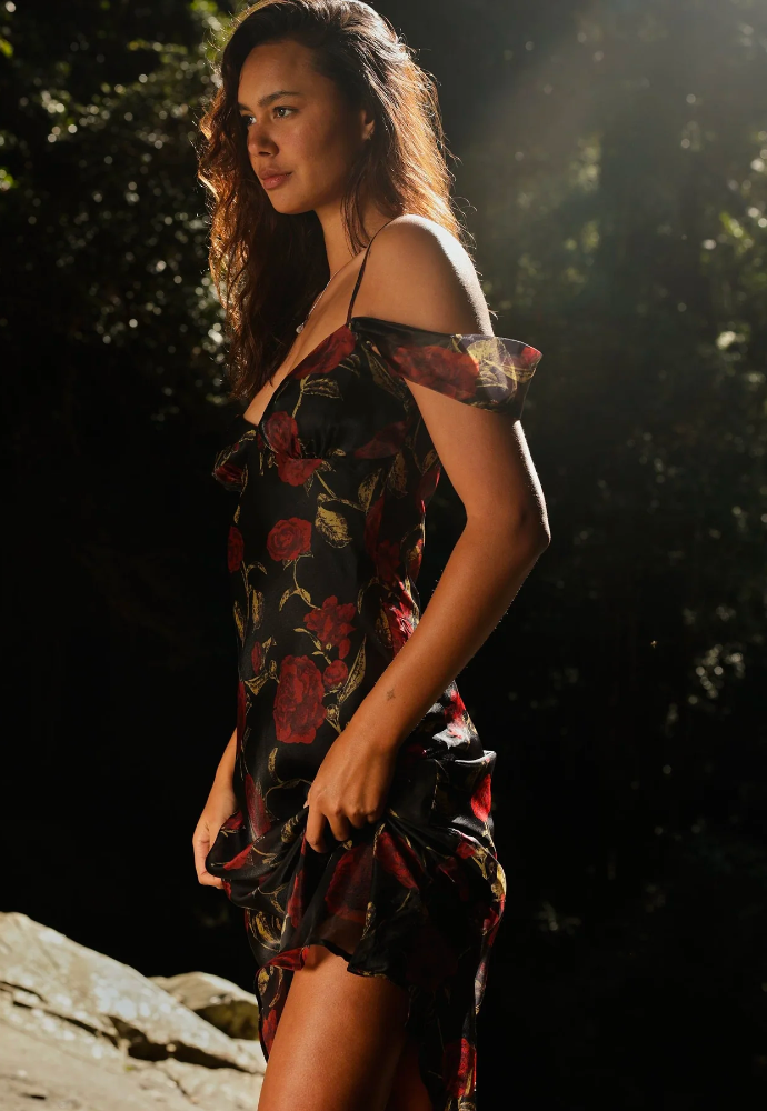 Lily Maxi Dress (Black Floral) Sz 8