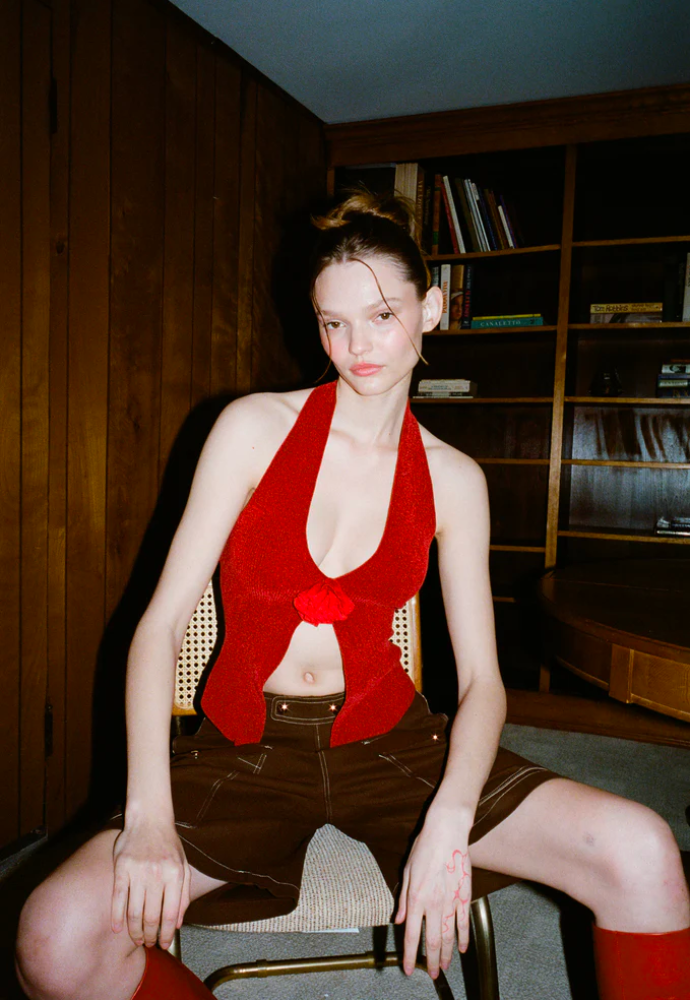 With Jean Rose Top Sz S Red