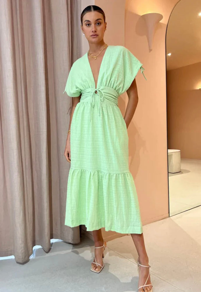 EX RENTAL Sovere Lucid Midi Dress Green Sz 6