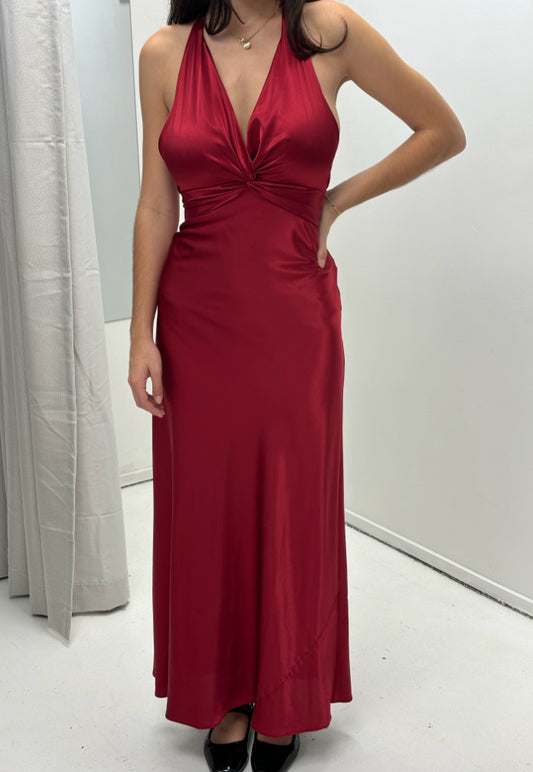 Vintage Dress Zig Zag Halter Dress Wine Sz 8