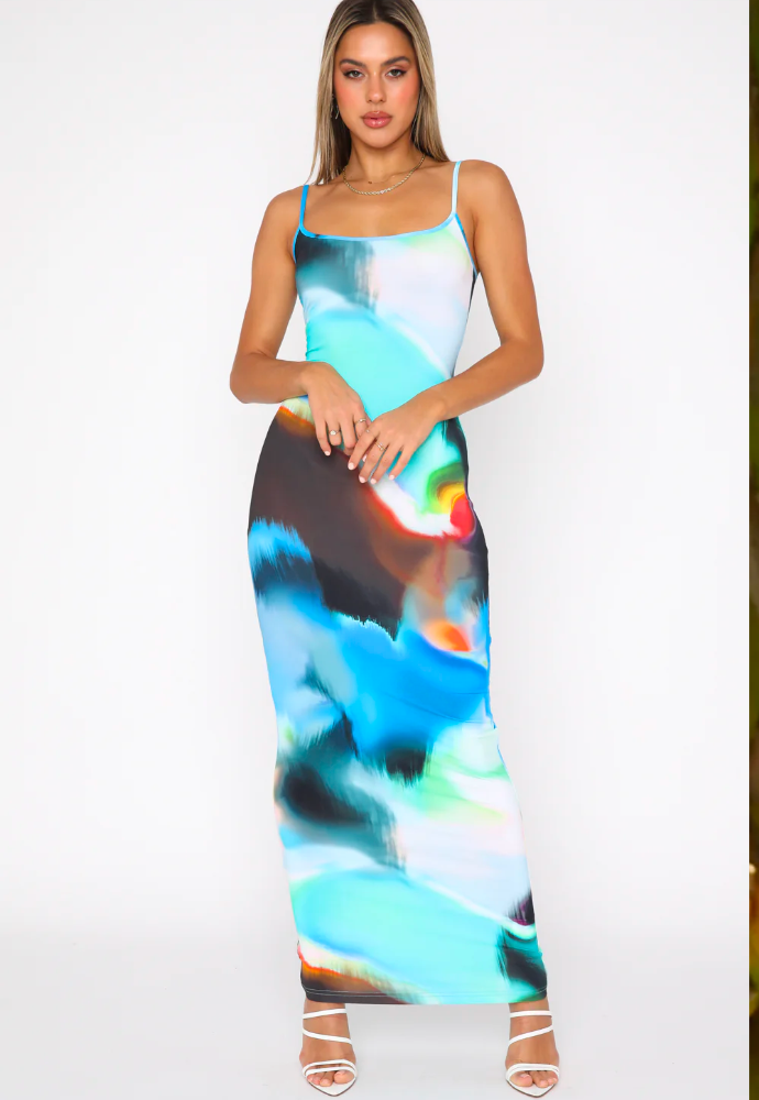 Crave You Maxi Dress Ice Aura Sz XS