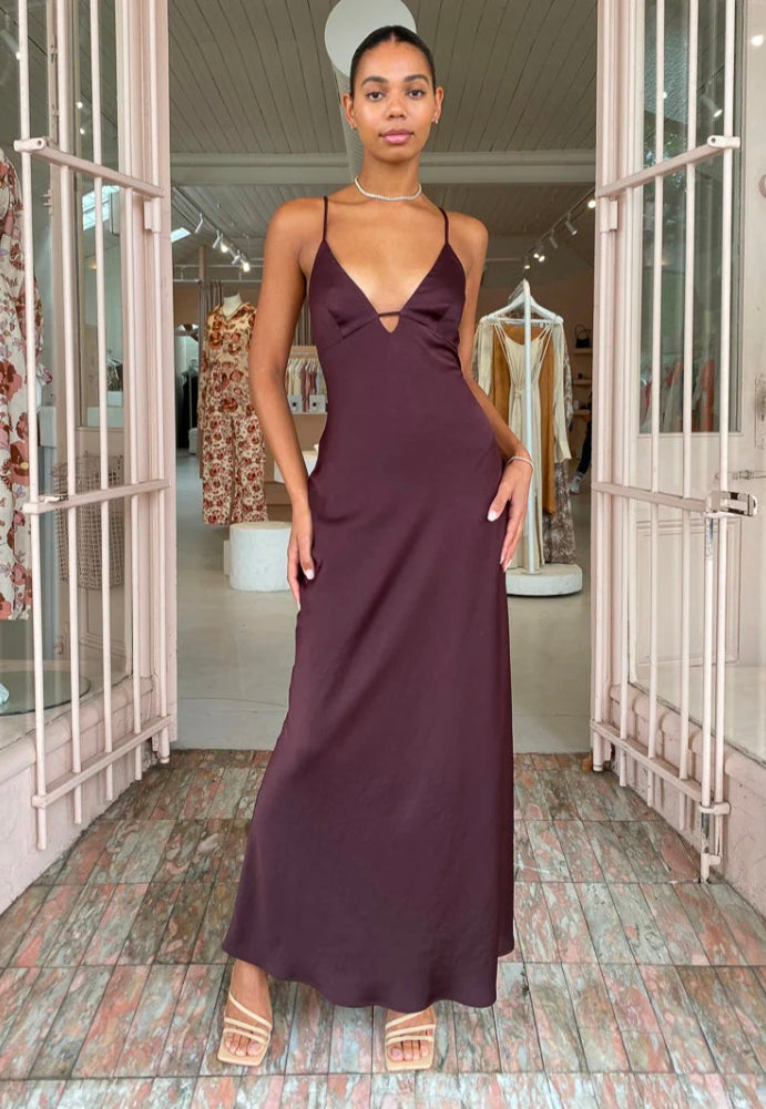 Manning Cartell Time to shine slip dress Sz 6 Brown - Dress Rental NZ