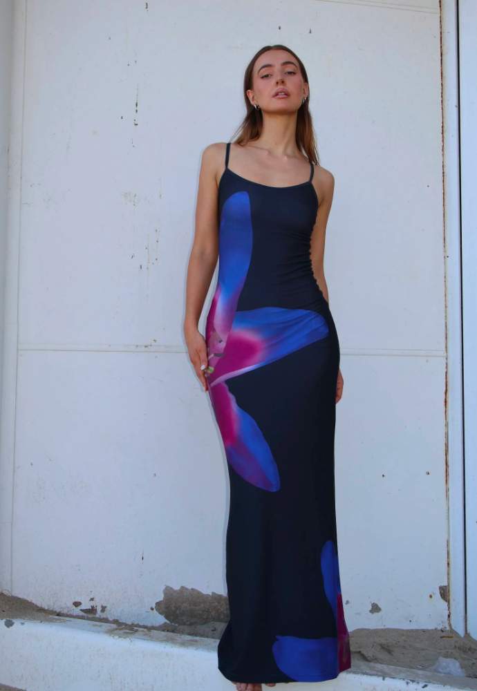 With Harper Lu Slip Dress Midnight Lily - Dress Rental NZ