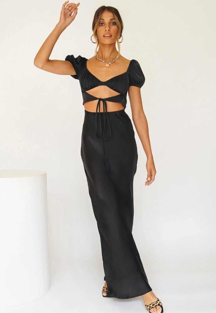 Verge Girl Au Revoir Bias Cut Dress Black Sz 12 - Dress Rental NZ