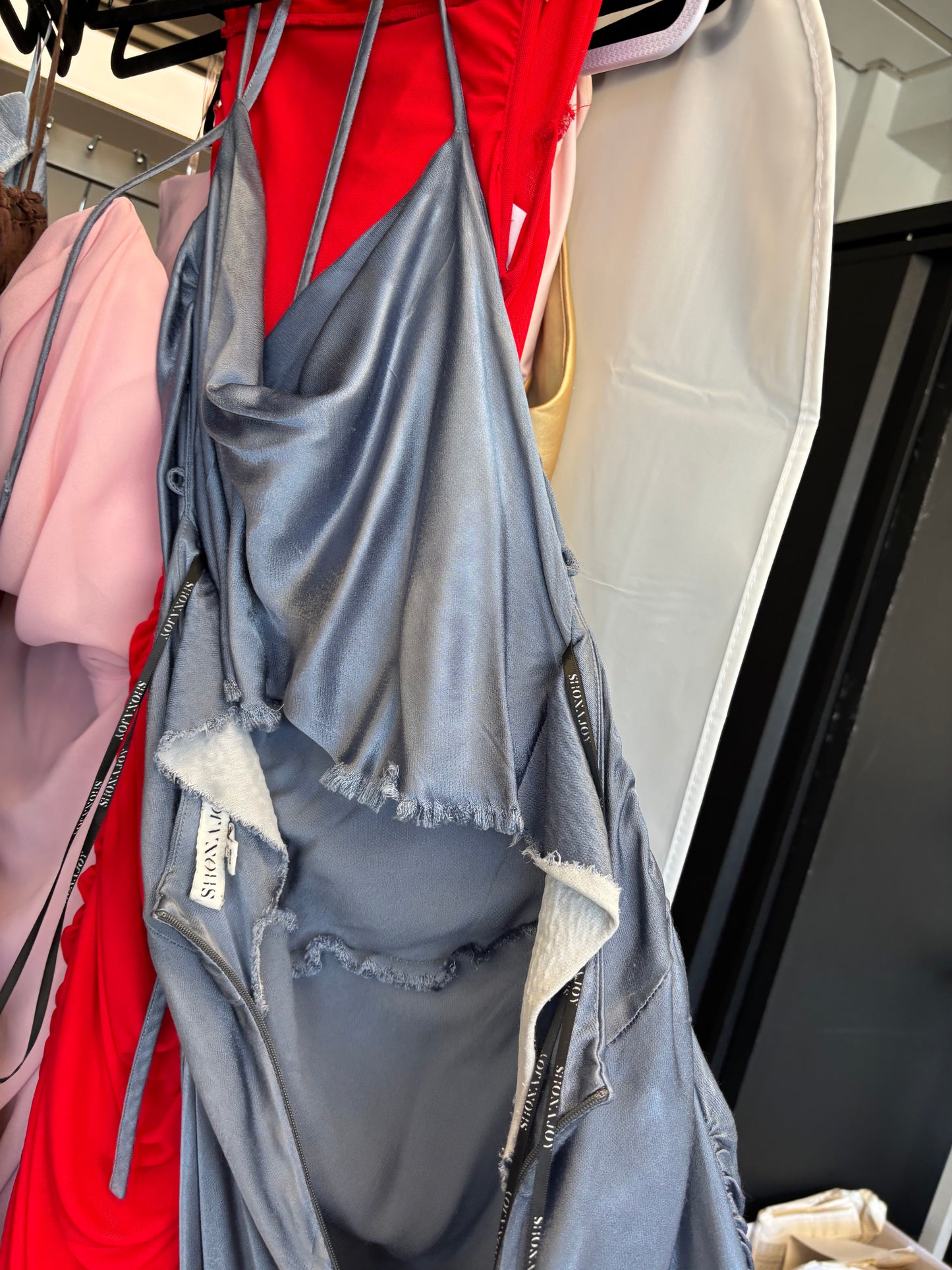 EX RENTAL Shona Joy La Lune Dress Blue Smoke Sz 14