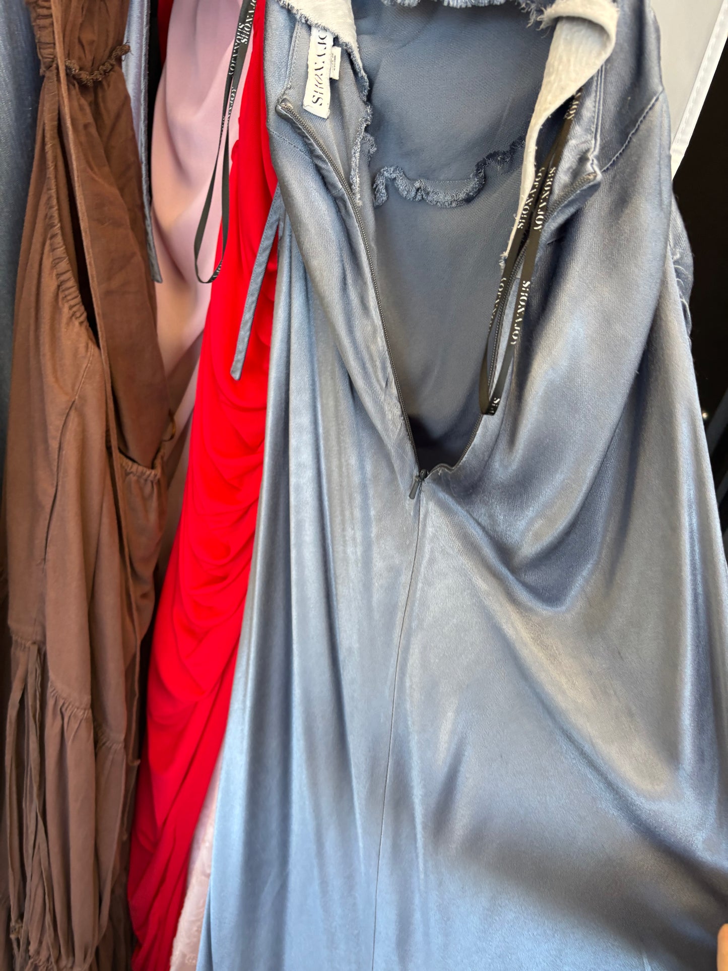 EX RENTAL Shona Joy La Lune Dress Blue Smoke Sz 14