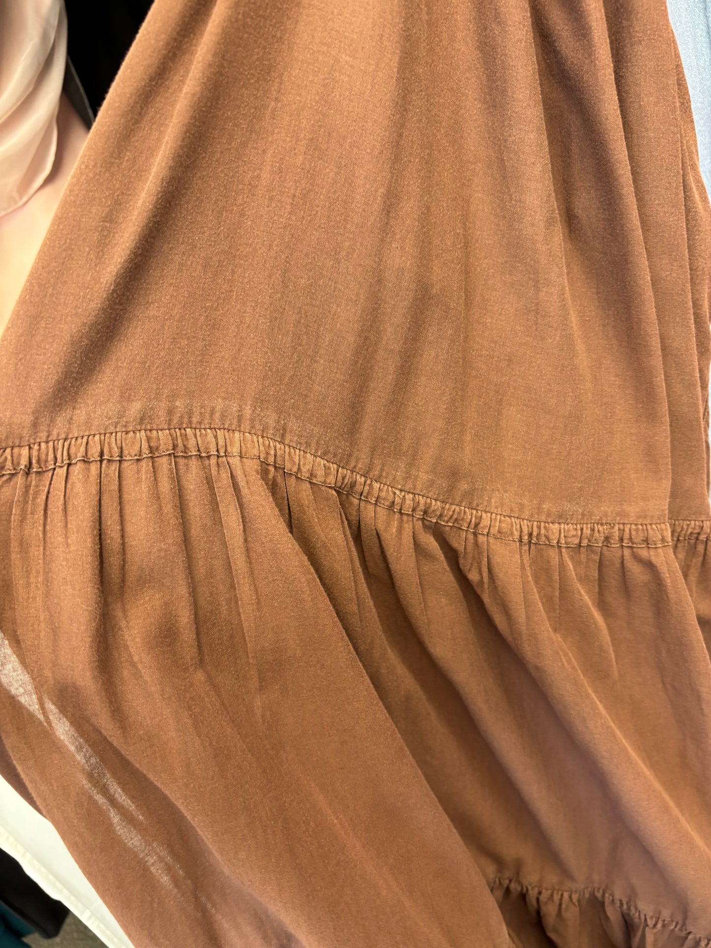 EX RENTAL Bec and Bridge Alexandra Tie Maxi Dress Brown Sz 8