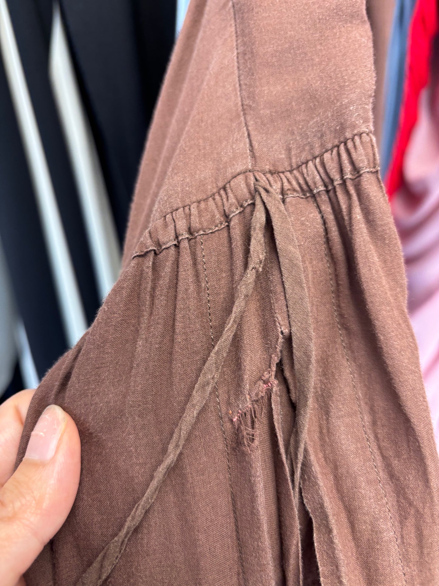 EX RENTAL Bec and Bridge Alexandra Tie Maxi Dress Brown Sz 8