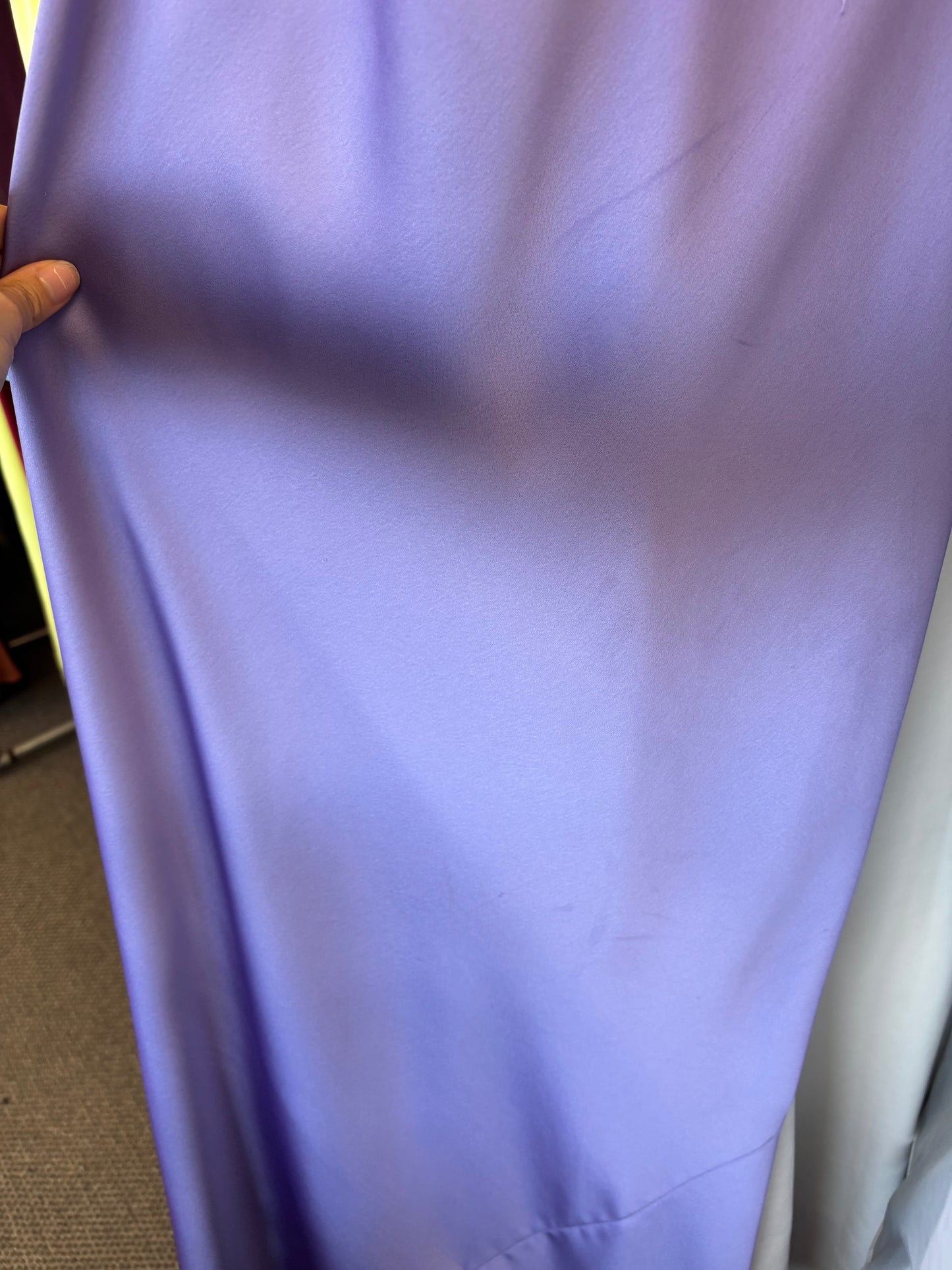 EX RENTAL Norma Kamali Bias-Cut Satin Halter Gown Purple Sz M