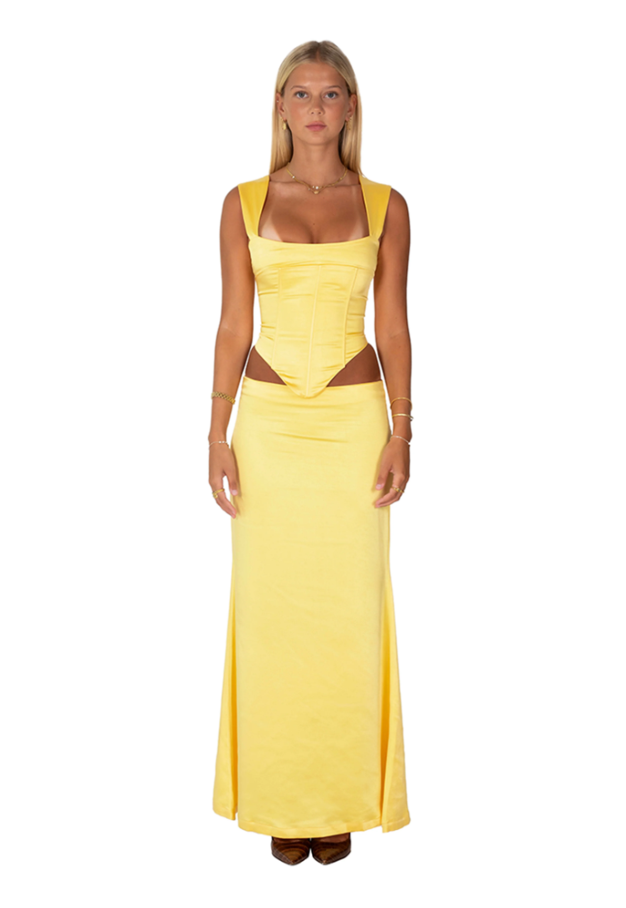 I am Delilah Valerie Corset Set Yellow Sz XS