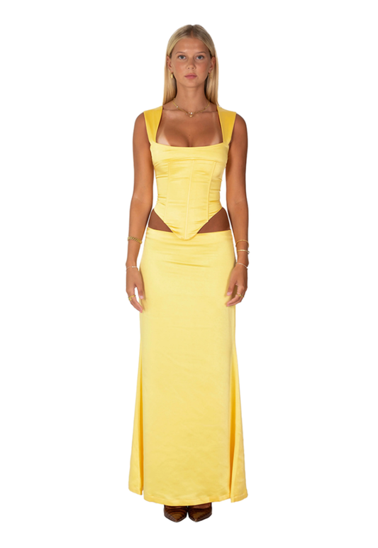 I am Delilah Valerie Corset Set Yellow Sz XS