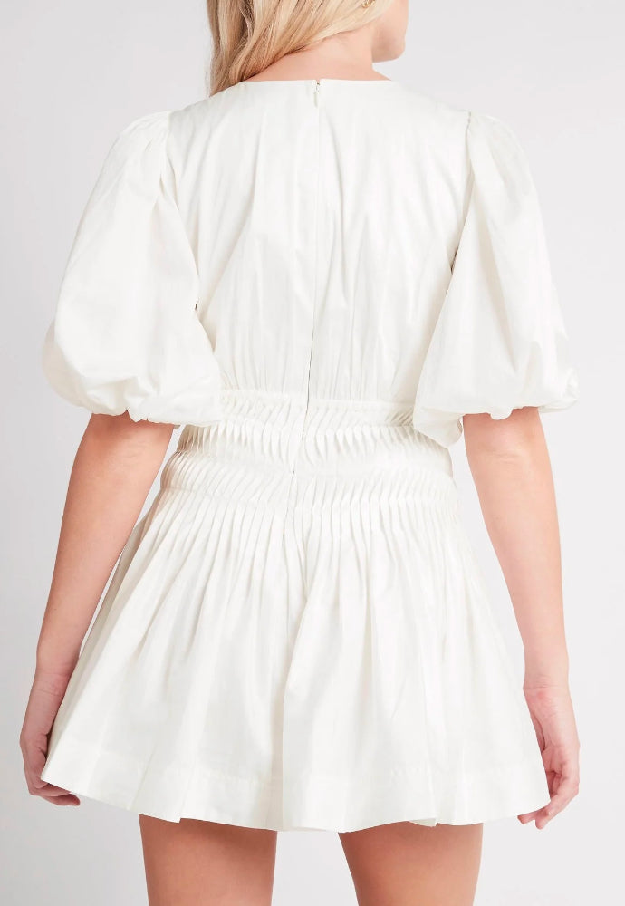 Aje Tidal Tucked Mini Dress White Sz 14