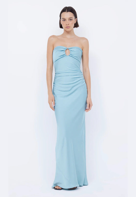 Bec and Bridge Emilia Strapless Dress Sz 6 Duck Egg Blue