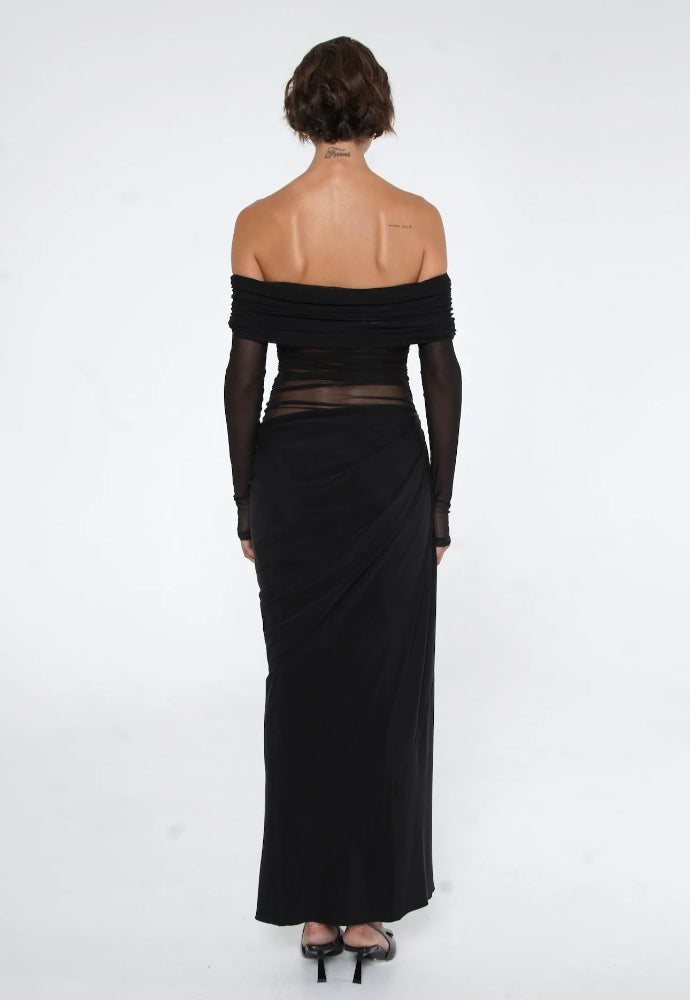 Benni Yasmin Off-Shoulder Maxi Dress Black Sz 10