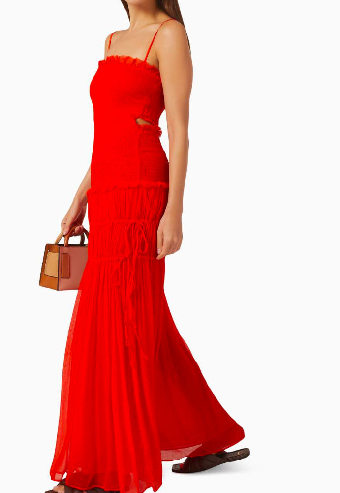 Bec and Bridge Charlotte Cutout Maxi sz 14 red - Dress Rental NZ