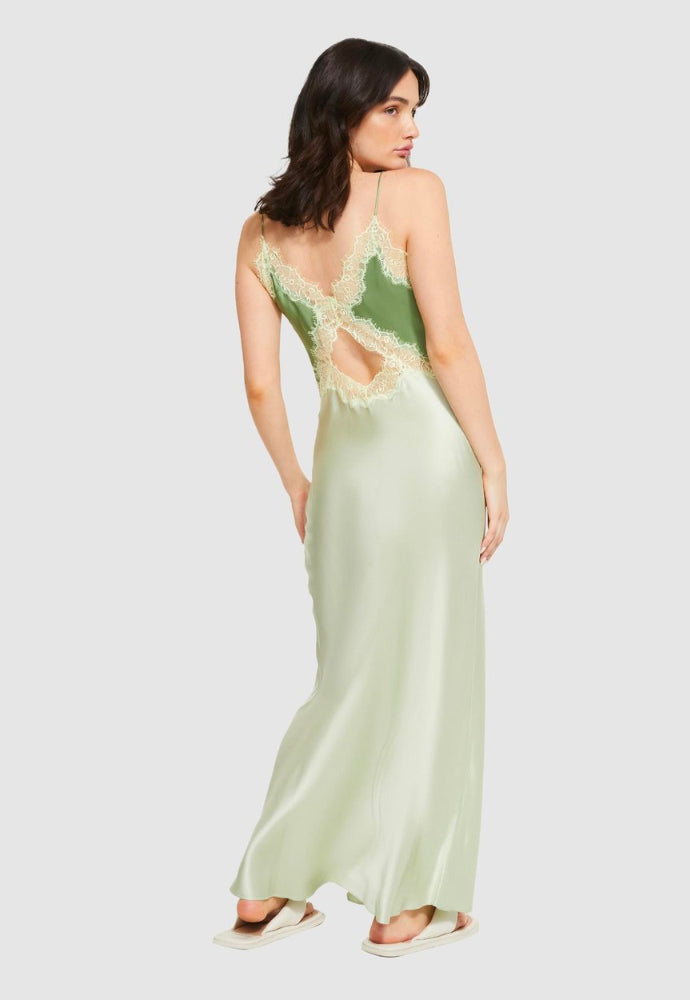 Ginia Lace Slip Dress Green Sz M