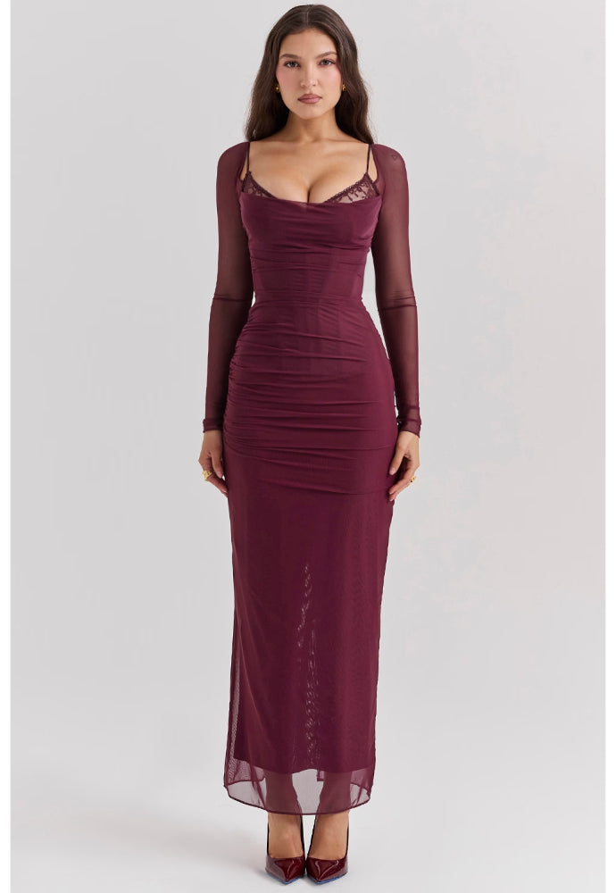 House of CB Katarina Dress Sz XS Wine