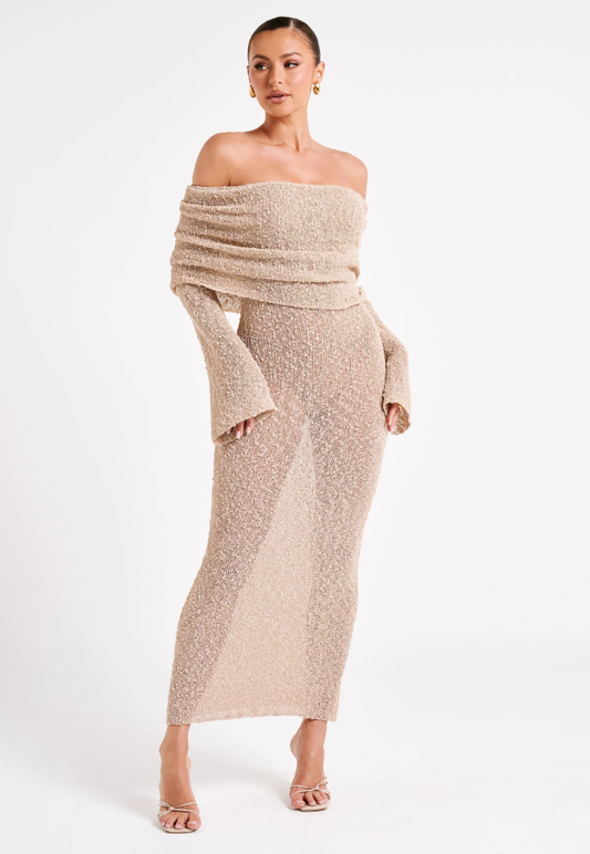 Meshki Marisol Dress Wheat Sz L