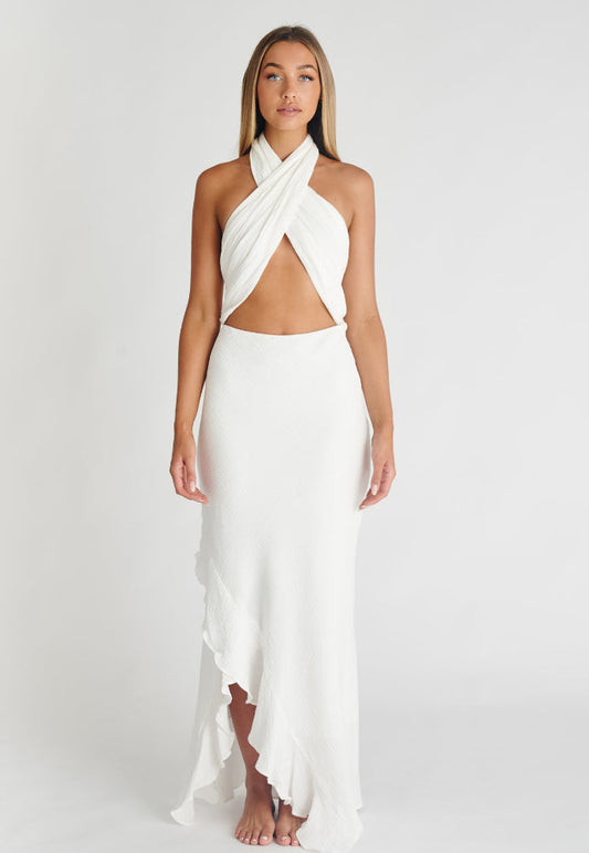 One Mile Santorini Dress White Sz 8 - Dress Rental NZ