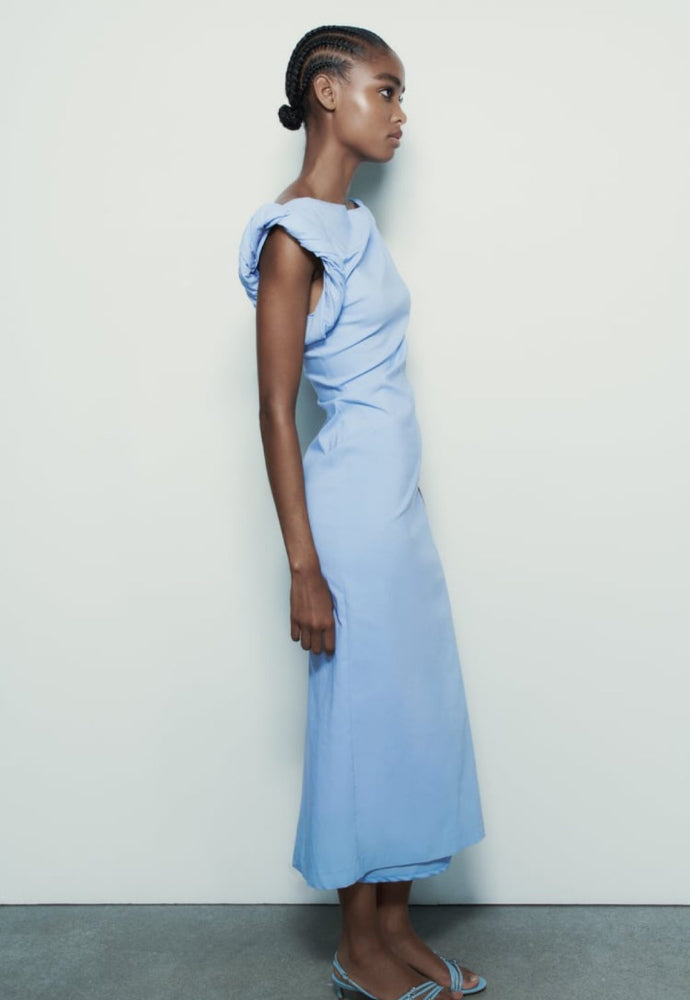 Zara Blue Asymmetric Dress Sz 12