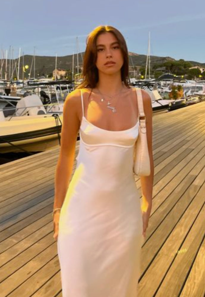 Zara satin effect slip dress white sz xs/m