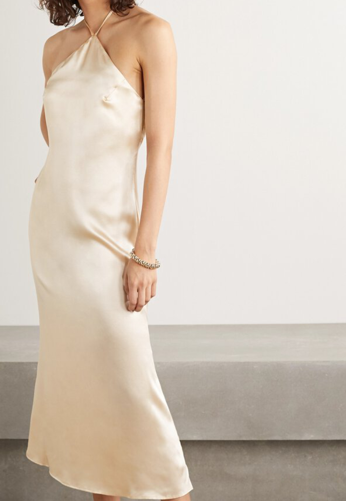 Reformation Reggie Silk Halter Dress Ivory Sz 10 - Dress Rental NZ