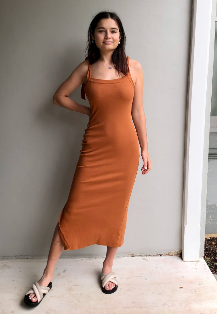 Caitlin Crisp Marsden Dress Pecan Sz 8 - Dress Rental NZ