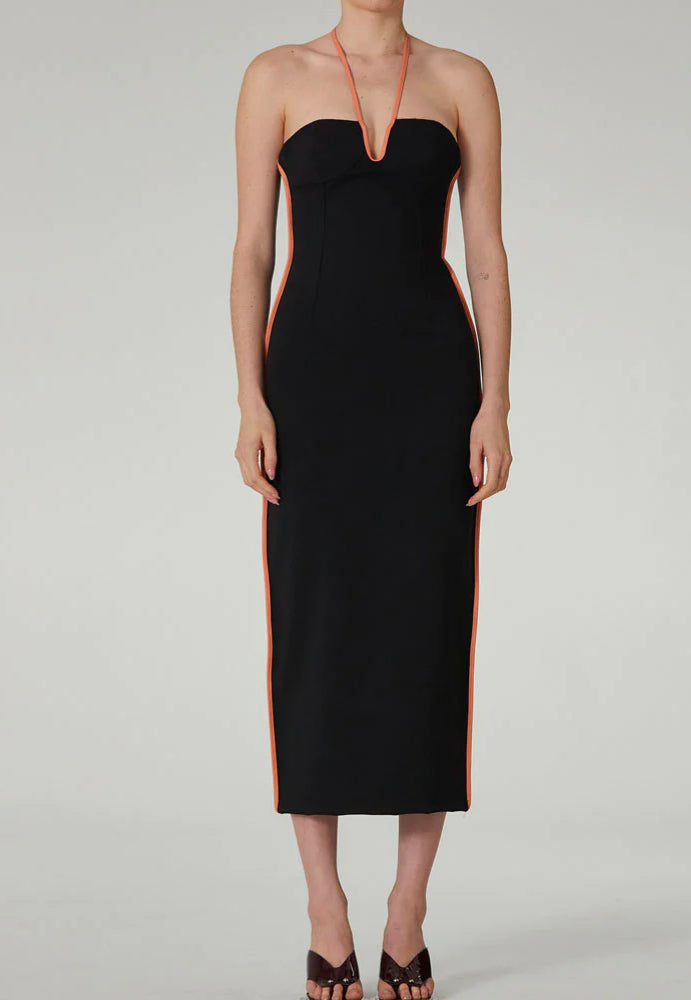 Paris Georgia Nassia Dress Black/Coral - Dress Rental NZ